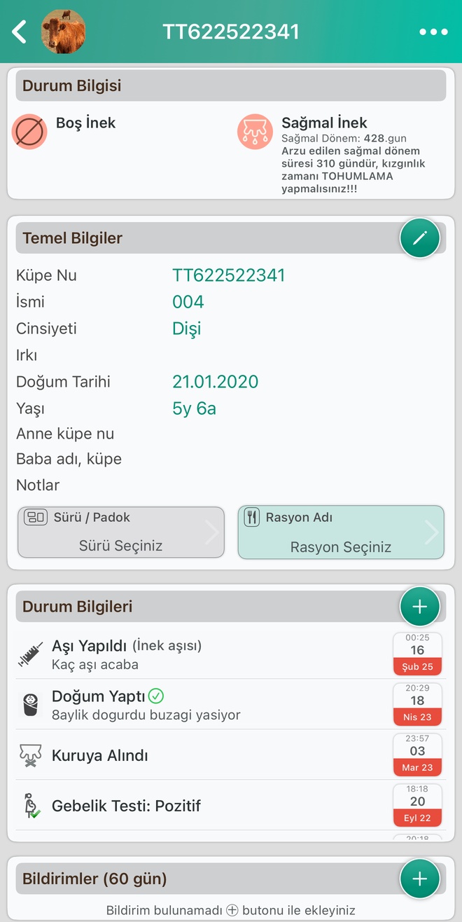 Bireysel Inek Takibi